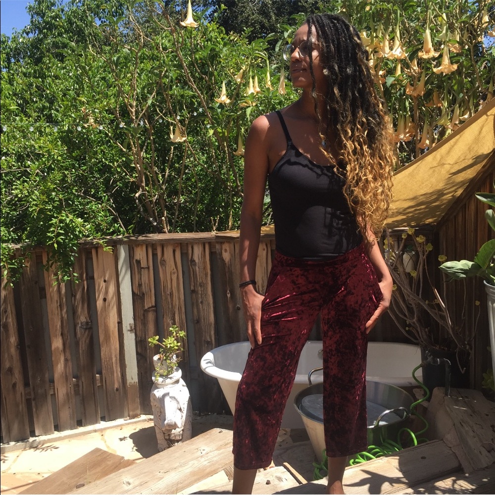 Lauren Conrad Cropped Trousers Burgundy Sz XS